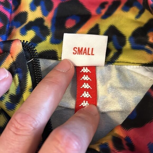 LIKE NEW KAPPA 222 BANDA WANNISTON LEOPARD PRINT SLIM TRACK JACKET SIZE SMALL - Picture 7 of 8